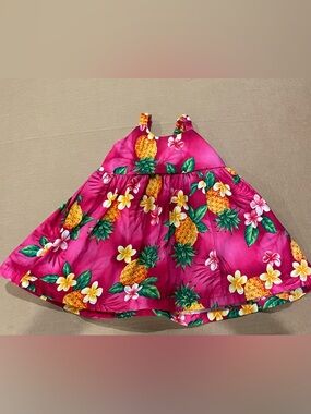 Girls' Pink Pineapple Floral Sundress